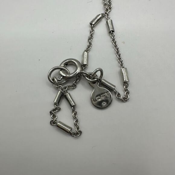 LOFT Silver Chain Purple White Necklace Costume Jewelry Modern Contemporary - Picture 3 of 7